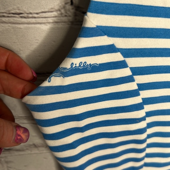 Lilly Pulitzer Juliana Lucky Charm Chin combo floral flutter blue striped Dress - Picture 5 of 10